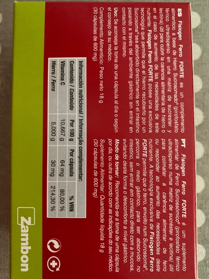 review photo of Zambon Fisiogen Forte. Hierro Sucrosomado shared by @marturski on 10 Dec 2019 - review