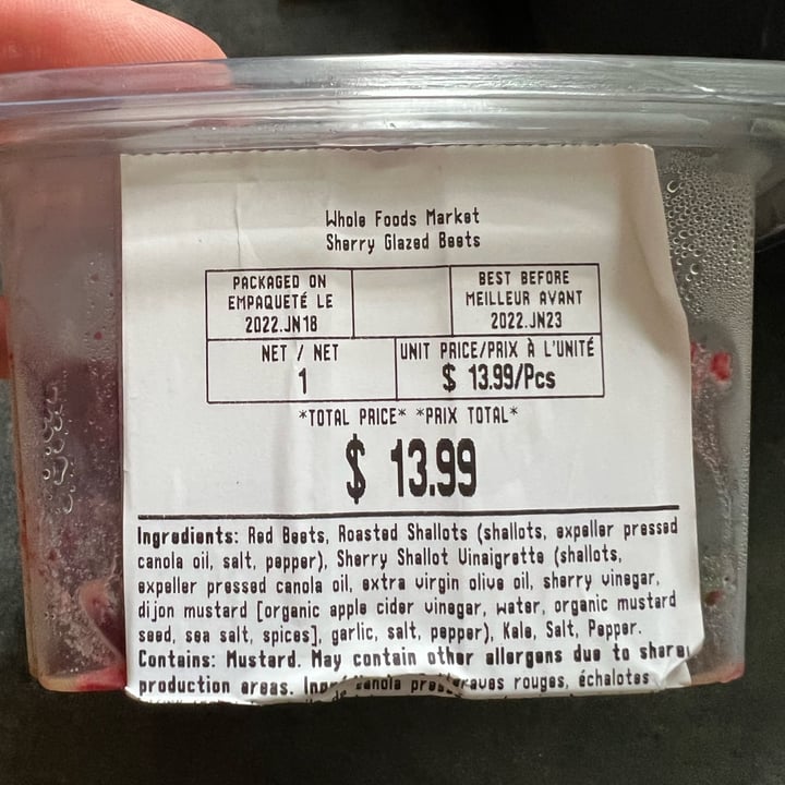 photo of Whole Foods Market Sherry Glazed Beets shared by @veganmika on  22 Jun 2022 - review