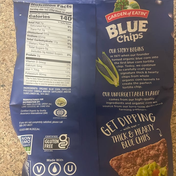 photo of Garden of Eatin' Blue Chips shared by @veg4n on  26 Oct 2021 - review