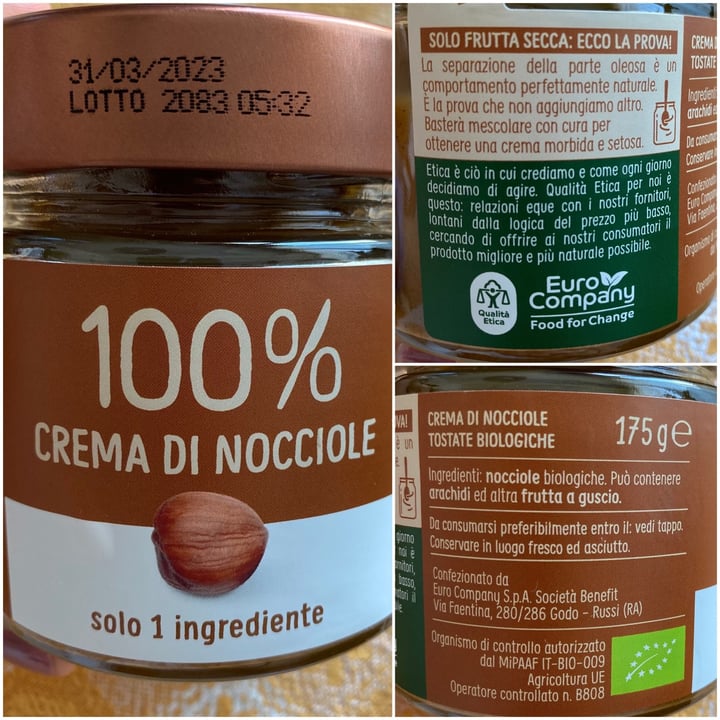 photo of Euro Company food for change 100% crema di nocciole shared by @aleglass on  22 May 2022 - review