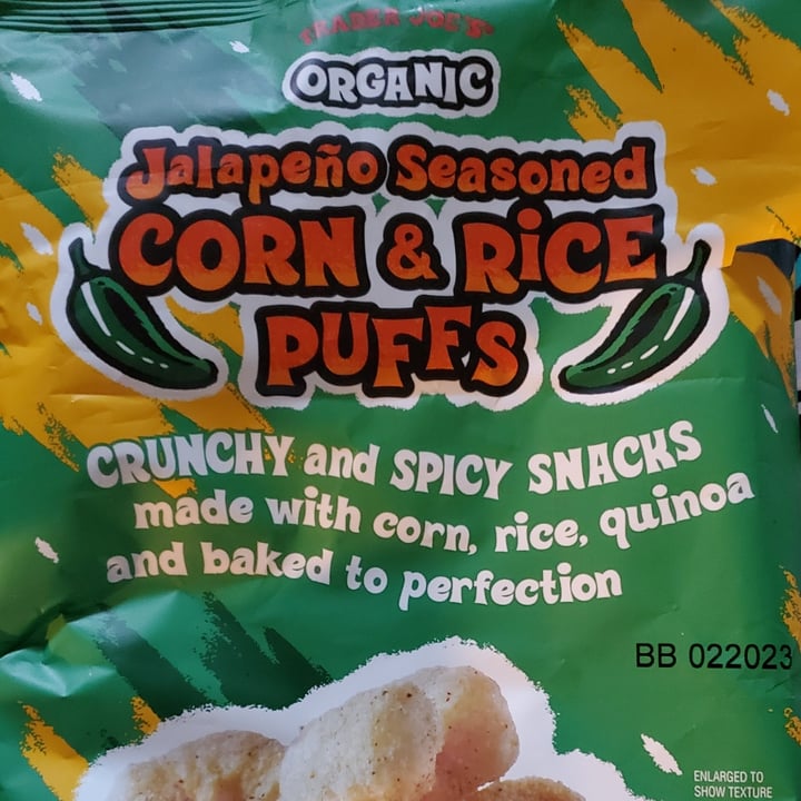 photo of Trader Joe's Organic Jalapeño Seasoned Corn & Rice Puffs shared by @puravida444 on  14 May 2022 - review