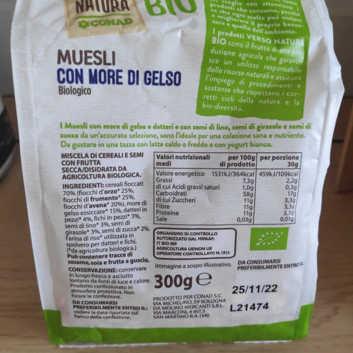 photo of Verso Natura Conad Veg Muesli con More di Gelso Vegan shared by @franciva on  06 Mar 2022 - review