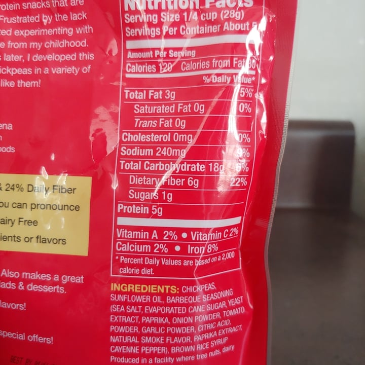 photo of Biena Snacks Chickpea Snacks Barbeque shared by @vecanter on  11 Jul 2020 - review