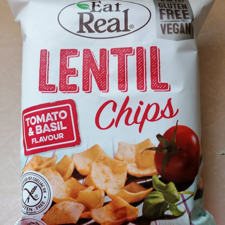 photo of Eat Real Lentil Chips Tomato & Basil Flavour shared by @twohappyrescuemutts on  31 Jan 2021 - review