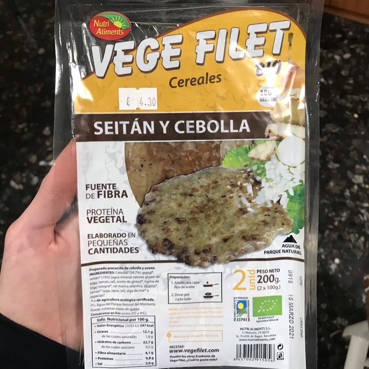 photo of Nutri Aliments Vege Filet Seitán Y Cebolla shared by @aitanacomellas on  17 Dec 2020 - review