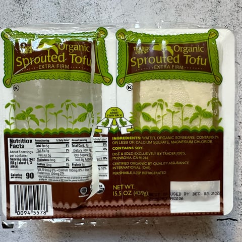 Trader Joe's Organic Sprouted Tofu Extra Firm Reviews | abillion