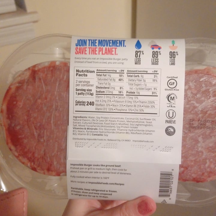 photo of Impossible Foods Impossible Burger Patties shared by @babydolldaydreams on  30 Aug 2022 - review