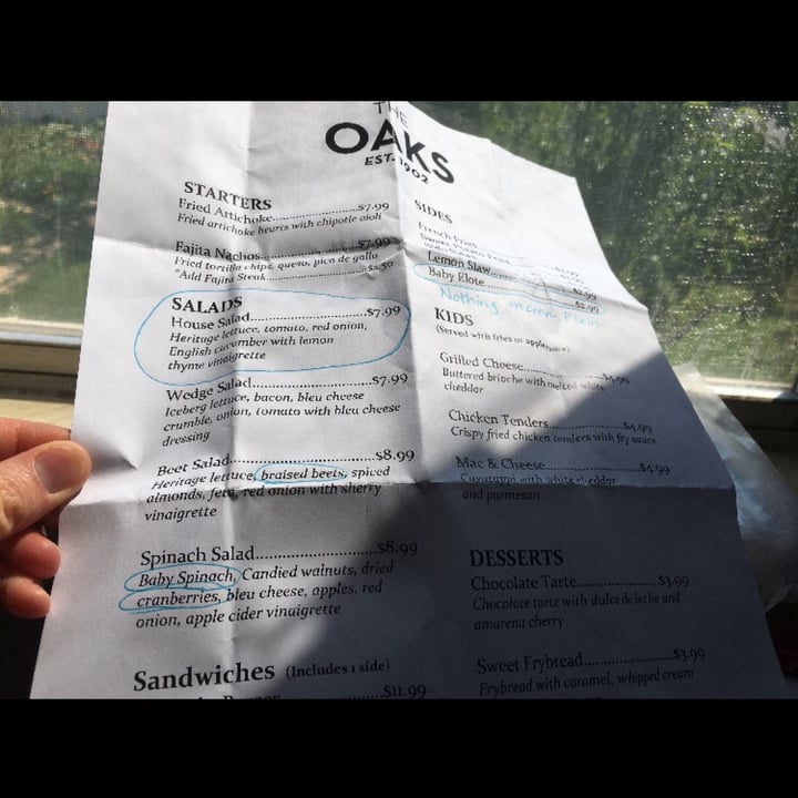 review photo of The Oaks Restaurant House Salad made vegan shared by @mrsutahgardener on 01 Oct 2020 - review