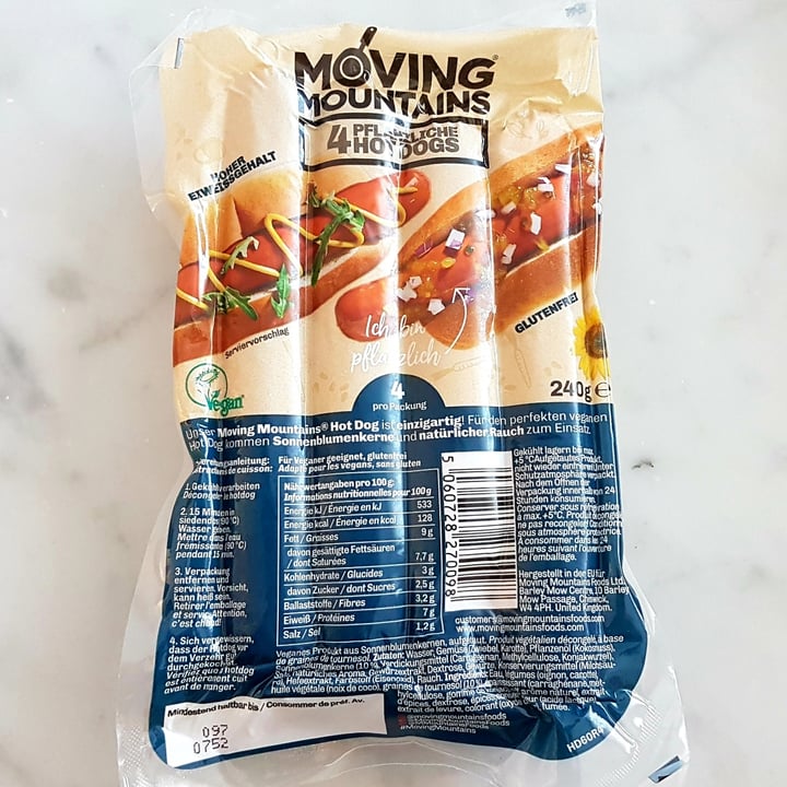 photo of Moving Mountains Plant Based Hot Dogs shared by @galatea on  05 Oct 2020 - review