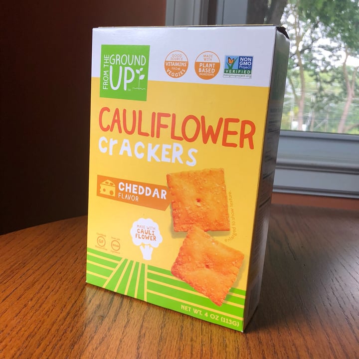 Real Food From The Ground Up Cauliflower Crackers Cheddar Flavor Review