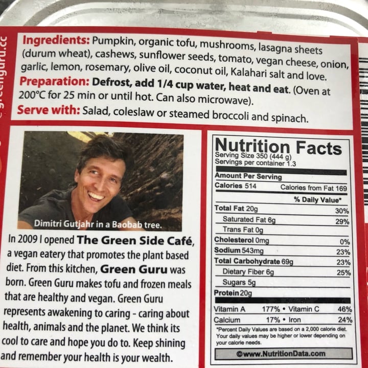 photo of Green Guru Pumpkin Lasagne shared by @saveg on  24 Dec 2021 - review