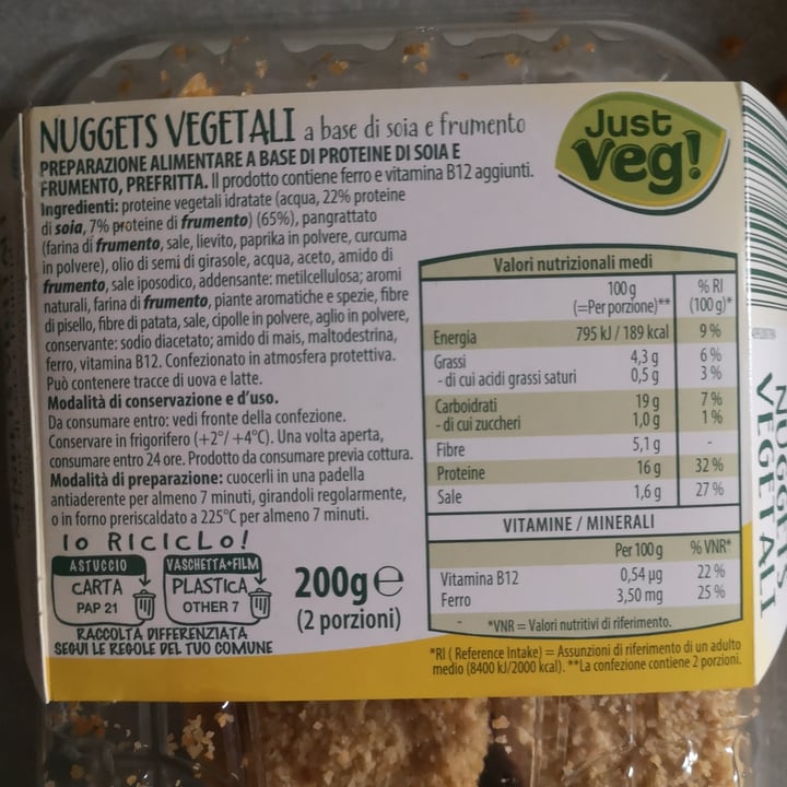 photo of Just Veg! (ALDI Italy) Nuggets Vegetali shared by @francescagiardina on  28 Apr 2022 - review