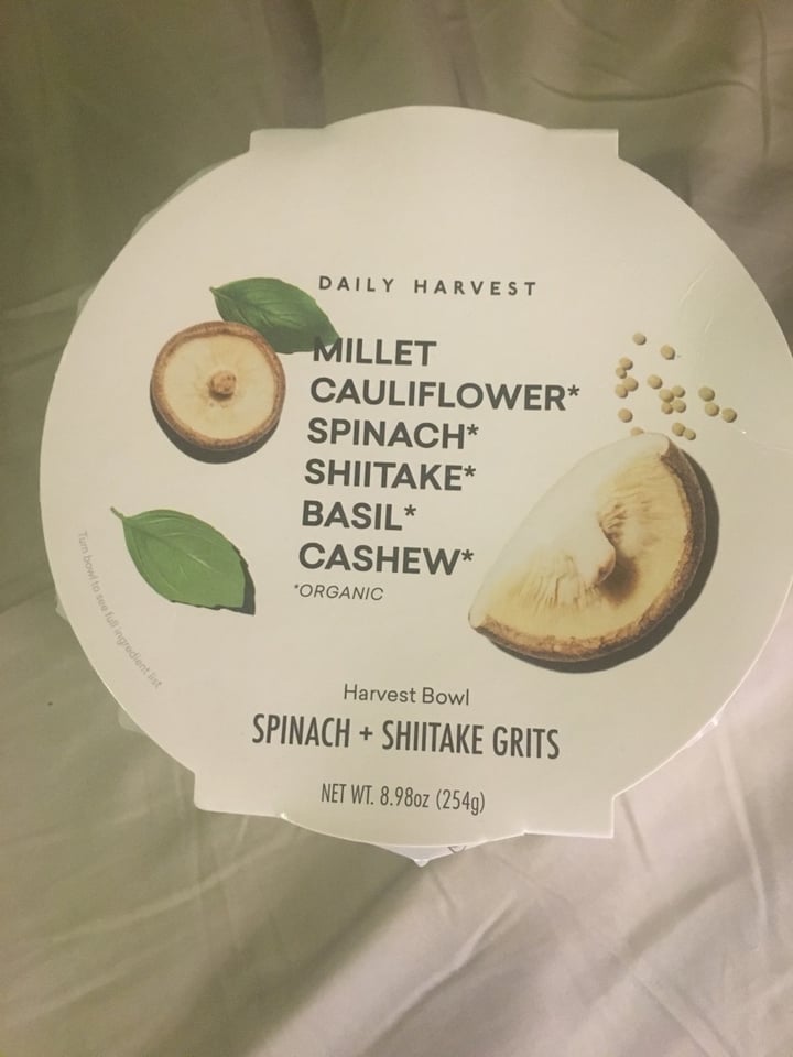 photo of Daily Harvest Spinach And Shiitake Grits shared by @veganlefay on  02 May 2020 - review