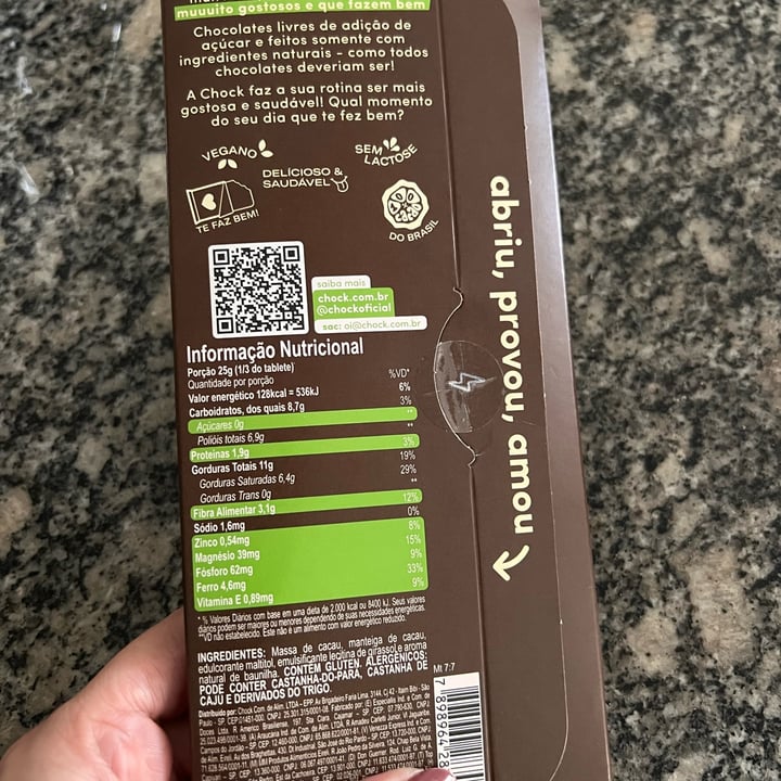 photo of Chock #semculpa chocolate 70% cacau shared by @julianamda2107 on  11 May 2022 - review