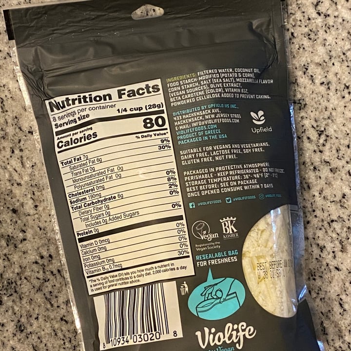 photo of Violife Mozzarella Shreds shared by @abadgevegan on  12 Jan 2022 - review