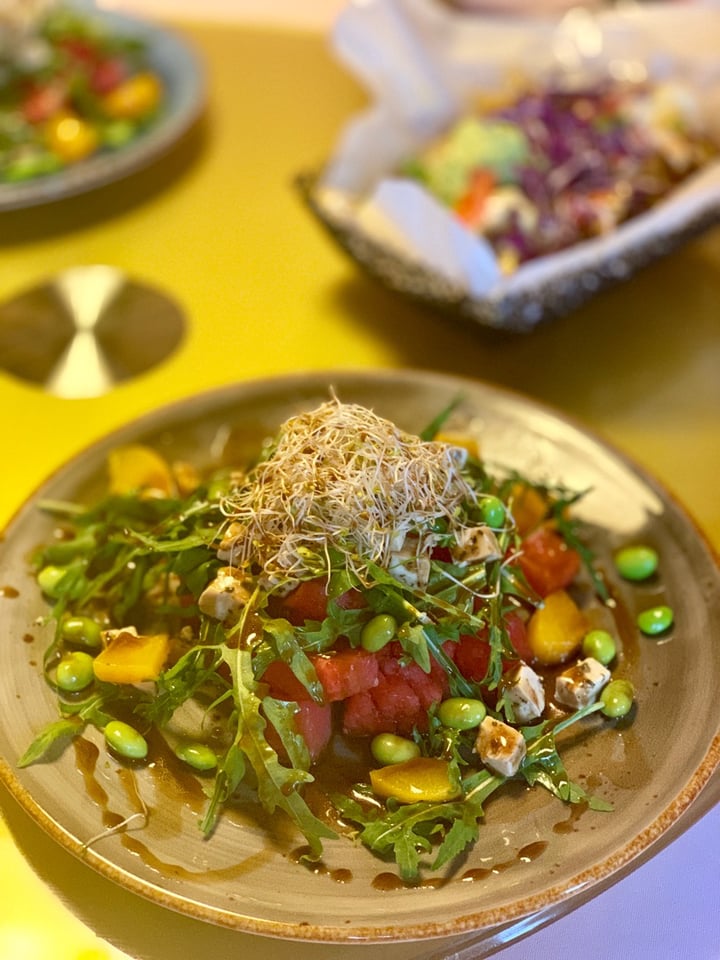 review photo of Well Dressed Salad Bar Watermelon Tofeta Arugula Salad with Balsamic Drizzle shared by @poppyhenderson on 11 Apr 2019 - review