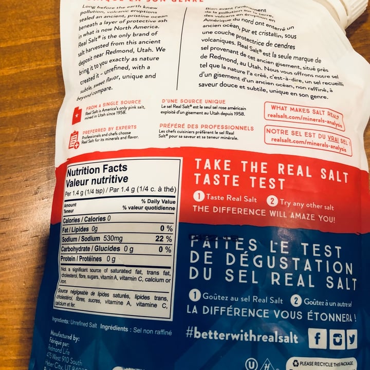 photo of Redmond Real Salt shared by @sueprozak on  22 Aug 2022 - review