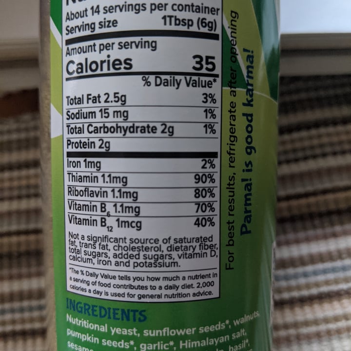photo of Sister River Foods Garlicky Green Vegan Parmasan shared by @jayvgn on  06 Dec 2021 - review