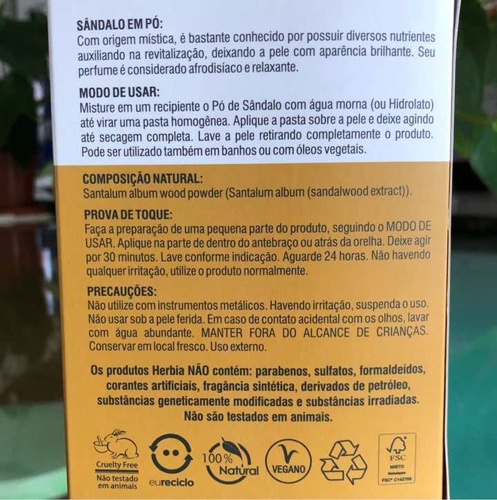 review photo of Herbia Ayurvedic Sândalo em pó para rosto e corpo 100g shared by @kellychris on 06 Jun 2022 - review