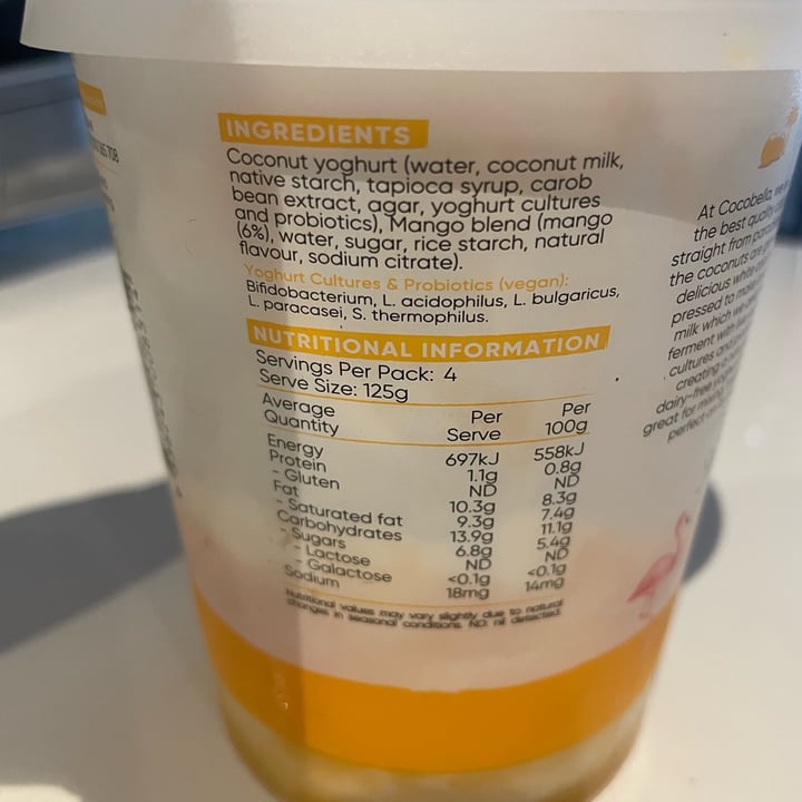 photo of Cocobella Cocobella dairy free coconut yogurt-Mango shared by @plantbasedancer on  10 Jan 2022 - review