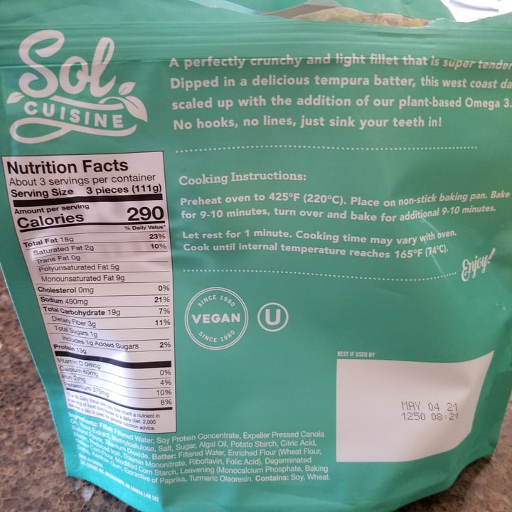 photo of Sol Cuisine Plant-based Fillets shared by @slsbates on  23 Dec 2020 - review