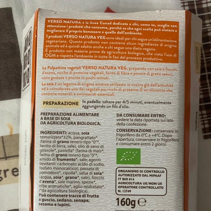 photo of Verso Natura Conad Veg Polpettine vegetali biologiche shared by @saraher on  07 Nov 2021 - review