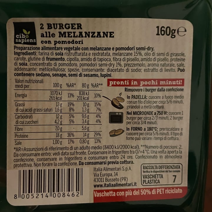 review photo of Cibo Sapiens burger alle melanzane shared by @lullast on 26 Apr 2022 - review