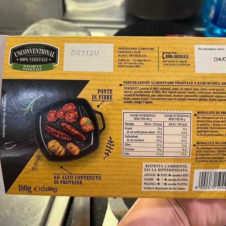 photo of Unconventional Salsicce Vegetali - Sausages shared by @mary8m on  29 May 2022 - review