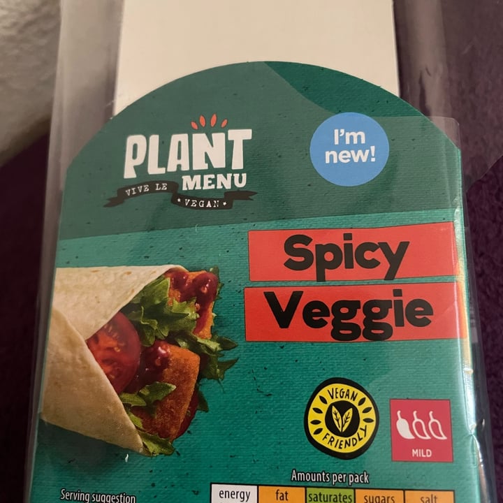 photo of ALDI plant menu spicy veggie wrap shared by @nobloodnotears on  13 May 2022 - review