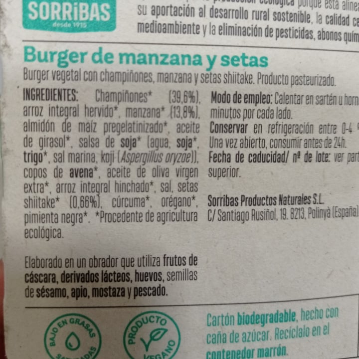 photo of Sorribas Burger de setas y manzana shared by @txaranga on  04 Sep 2022 - review