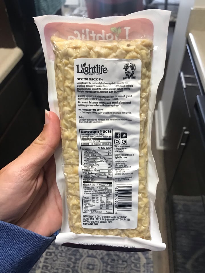 photo of Lightlife Original Tempeh shared by @curvycarbivore on  26 Sep 2019 - review