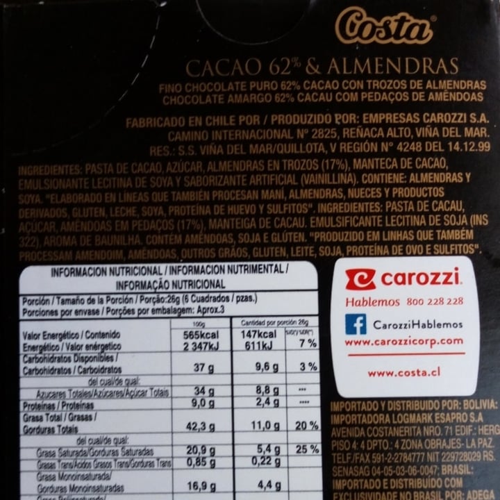review photo of Costa Chocolate 62% shared by @konimoon on 17 Jun 2020 - review