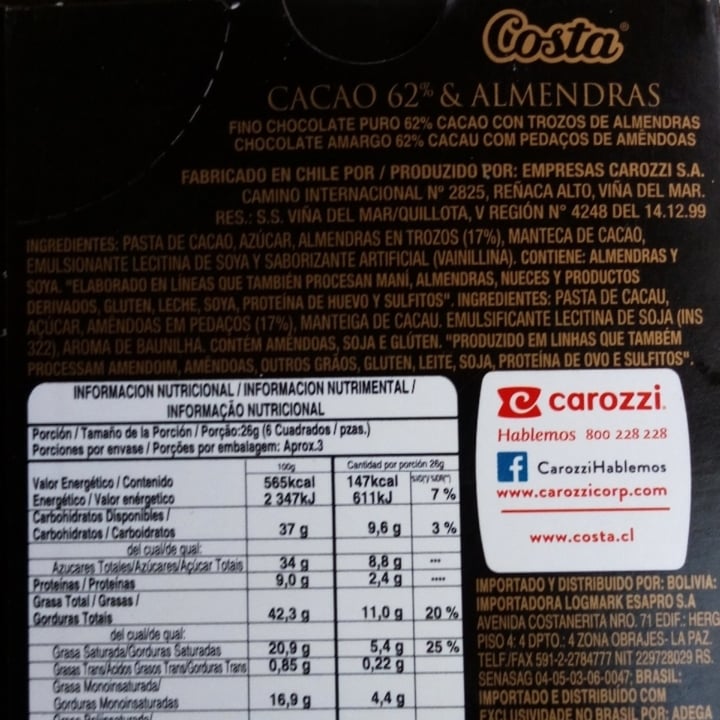 photo of Costa Chocolate 62% shared by @konimoon on  17 Jun 2020 - review