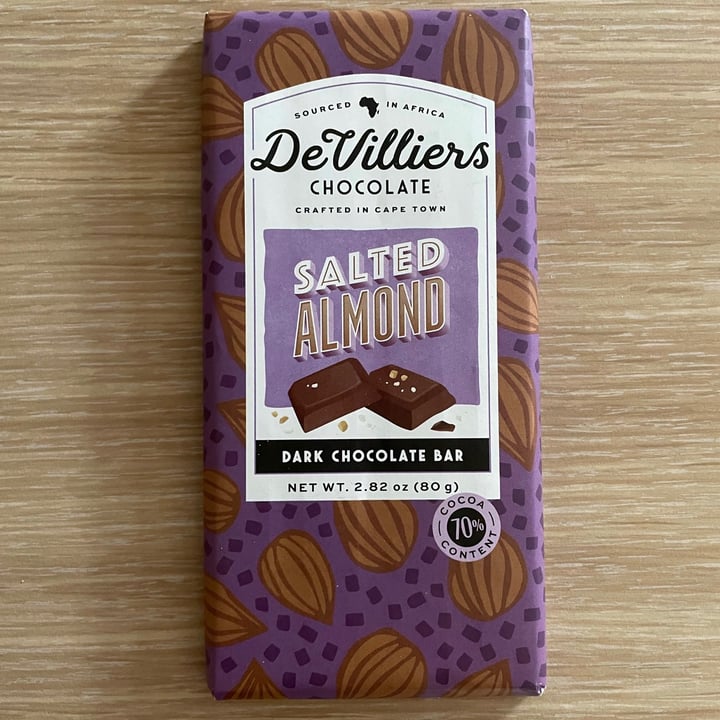 photo of De Villiers Chocolate Salted Almond Dark Chocolate shared by @thehumblechickpea on  11 Sep 2021 - review