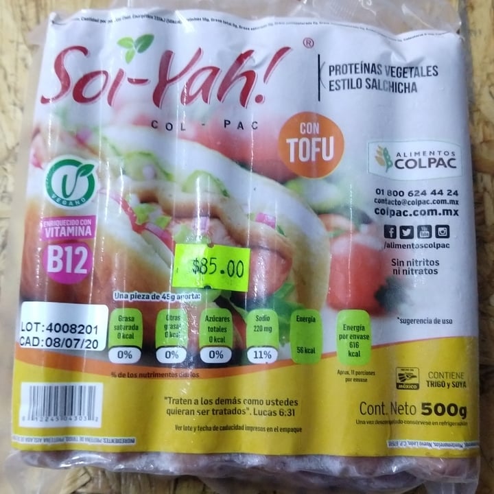 photo of Soi-yah! Proteinas Vegetales Estilo Salchicha shared by @fedo on  07 Oct 2020 - review