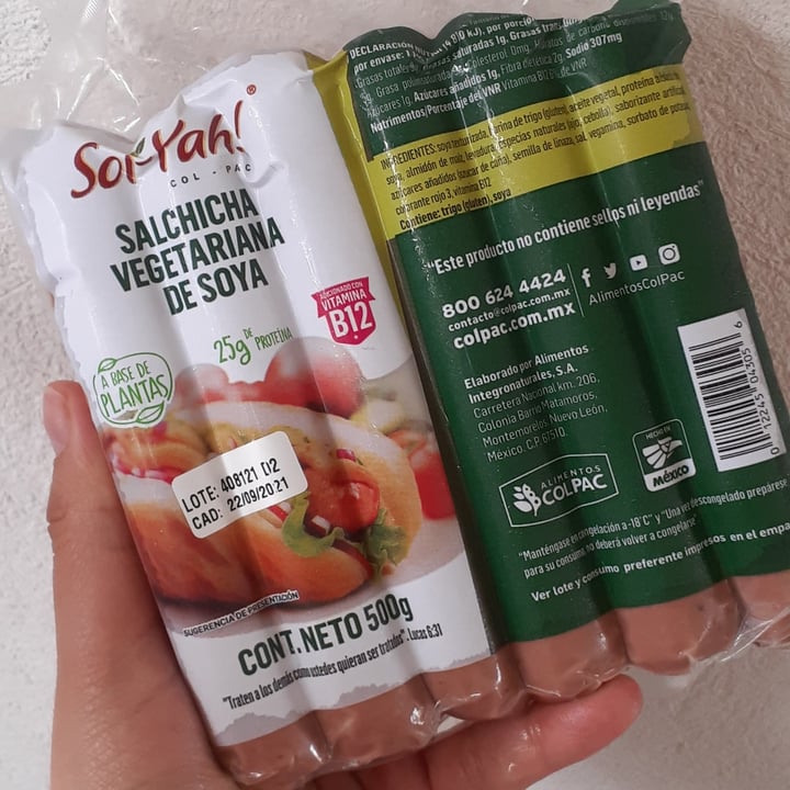 photo of Soi-yah! Salchicha vegetariana de soya shared by @linamariapeace on  15 Aug 2021 - review