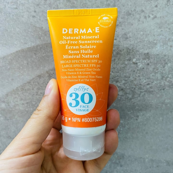 photo of Derma E Natural mineral oil free  Sunscreen Face shared by @theveganhopper on  07 Jul 2021 - review