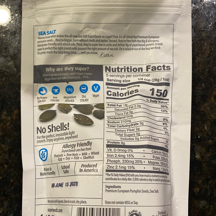 review photo of SuperSeedz Gourmet Pumpkin Seeds (Sea Salt) shared by @matt87 on 05 Dec 2022 - review