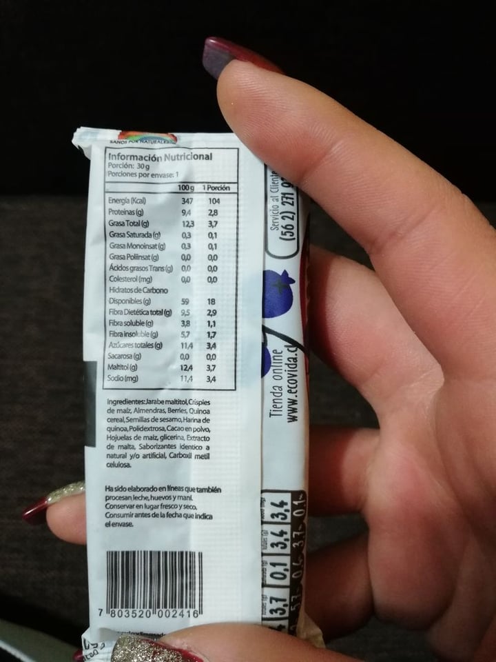 review photo of Ecovida Barra de quinoa cacao berry shared by @toryisacat on 30 Jun 2019 - review
