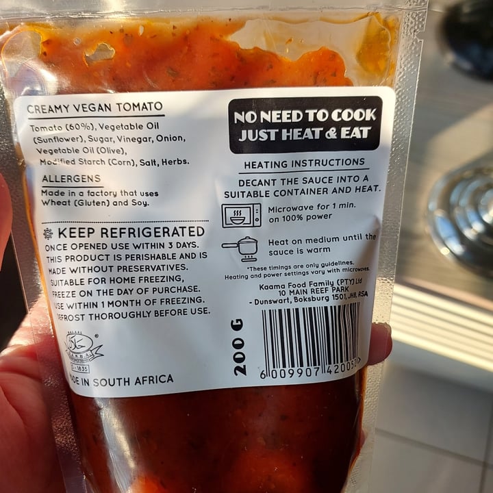 review photo of Kaama Vegan Creamy Tomato Sauce shared by @salticrackers on 15 Nov 2022 - review