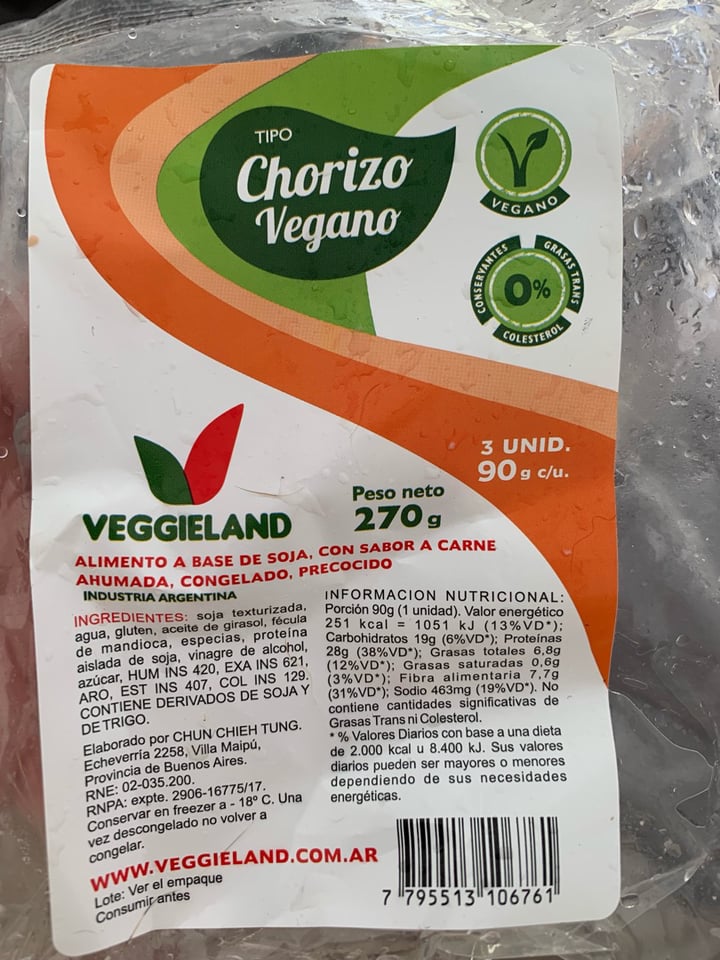 photo of Veggieland Chorizo Vegano shared by @micky04 on  05 Feb 2020 - review