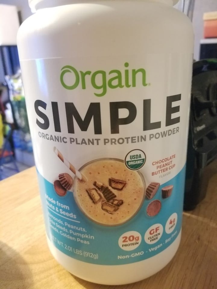 photo of Orgain Simple protein powder- Choc PB shared by @soberveganvan on  29 Feb 2020 - review