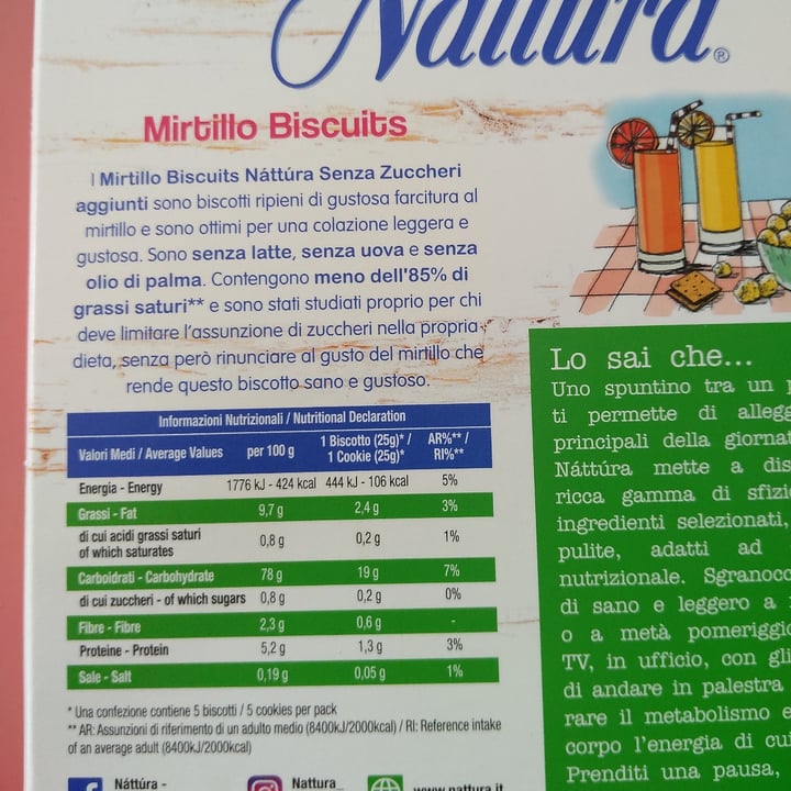 photo of Nattura mirtillo biscuits shared by @danidemartini on  23 Jun 2022 - review
