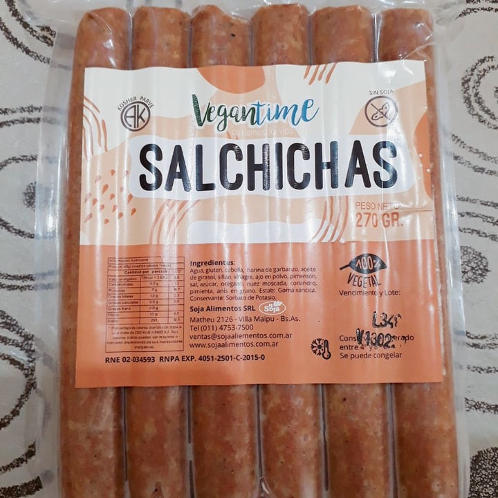 photo of Vegantime Argentina Salchichas de Garbanzo y Gluten shared by @lucianaari on  30 Dec 2019 - review