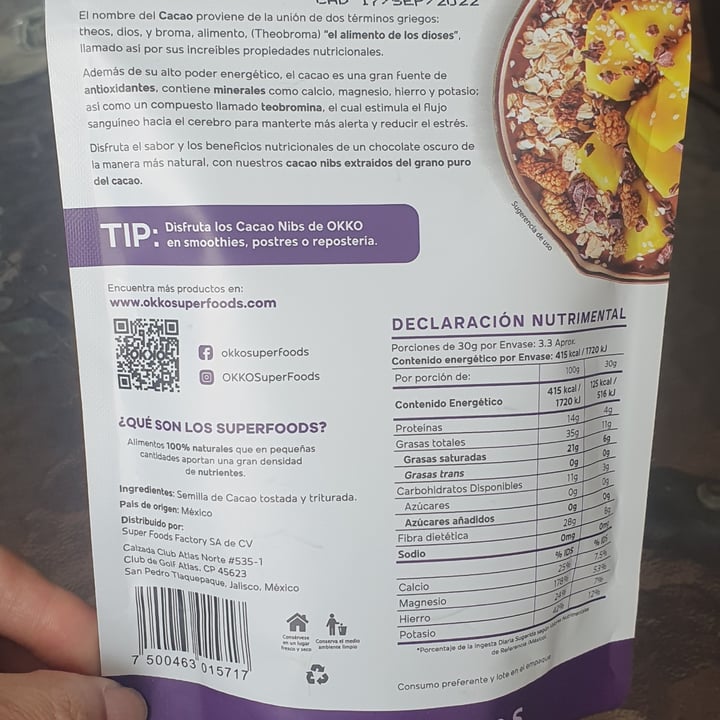 review photo of Okko Super Foods Cacao nibs raw shared by @kahle on 12 Jan 2022 - review