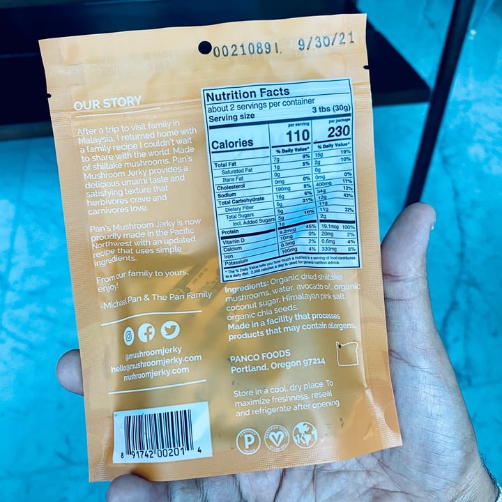 photo of Pan's Mushroom Jerky Mushroom Jerky Original shared by @olympiasplate on  22 Aug 2021 - review