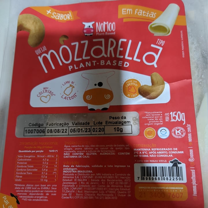 photo of NOMOO Plant-Based Brasil Queijo Mozzarela shared by @imsbruna on  04 Dec 2022 - review