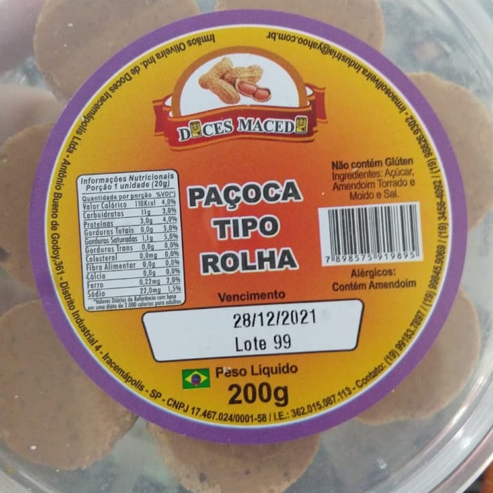 photo of Doces macedo Paçoca tipo rolha shared by @thaisah on  09 Jul 2021 - review