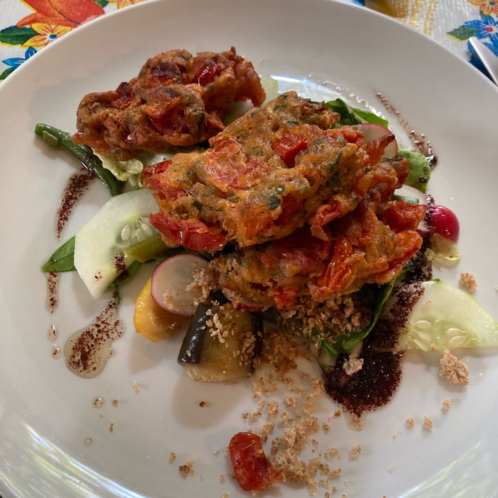 photo of Pitagora Locanda Vegana kufteh frittelle di pomodori di origine medio orientale con insalata libanese shared by @fravegan on  28 Aug 2022 - review