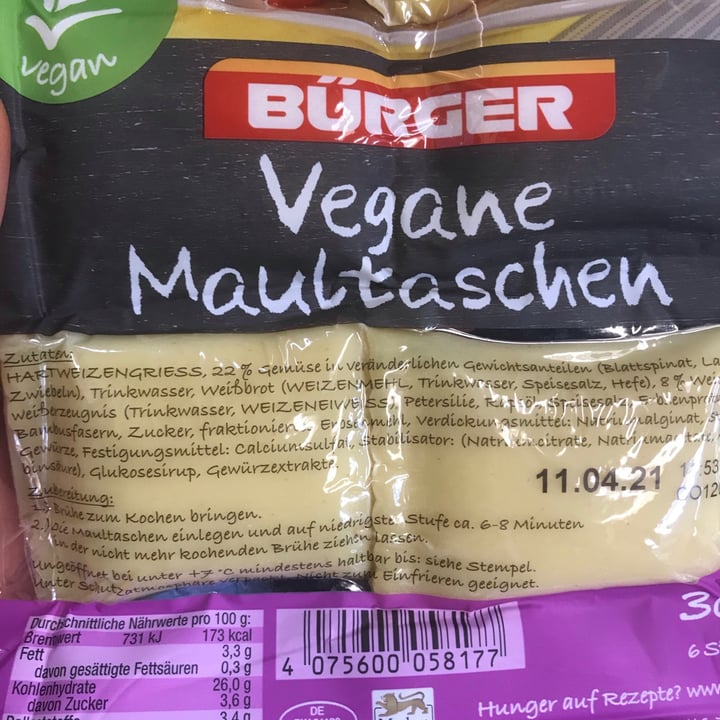 photo of Bürger Maultaschen Vegan shared by @david- on  22 Mar 2021 - review